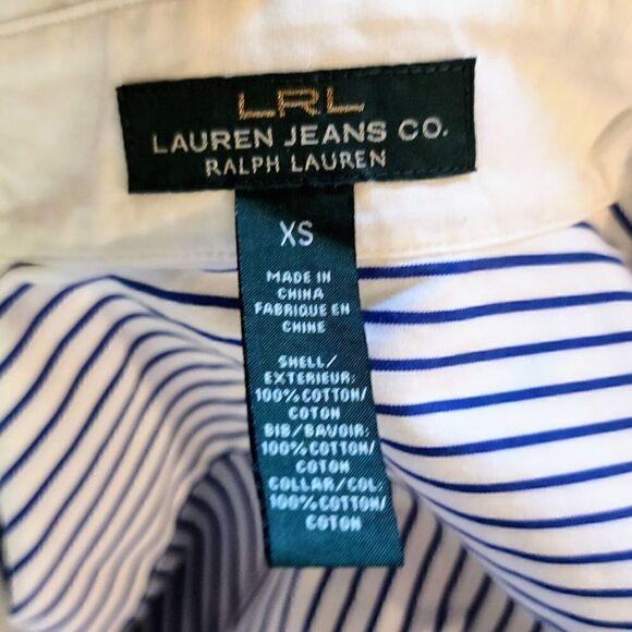 LRL Lauren Jeans Ralph Lauren button up striped blouse XS - Picture 2 of 5
